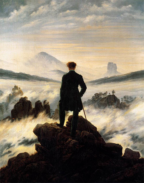Il vagabondo sopra il mare di nebbia - Caspar David Friedrich