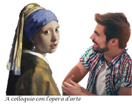 La ragazza con l'orecchino di perla mentre parla con un uomo